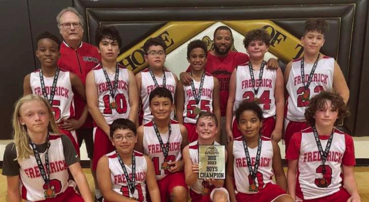 The sixth-grade Frederick Bombers claimed a victory at the Tipton tournament recently, making them the 2023 champions. Courtesy photo